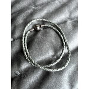 Pandora Light Blue Leather Double Wrap Bracelet 16.1in